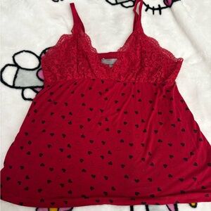 Daisy Fuentes Red Lace Trim Cami